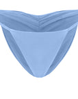 Light Blue ruched tie-side bikini bottom with V cut – retro style swimwear - Tropical destination bikini