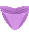Lilac ruched tie-side bikini bottom with V cut – retro style swimwear - Tropical destination bikini