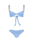 Light blue high rise bikini bottom with V cut – retro style swimwear - Tropical destination bikini