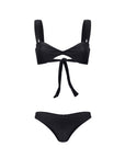 Black bikini top with back tie and cut shape – elegant and playful swimwear- European summer