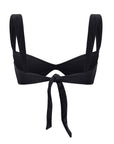Black bikini top with back tie and cut shape – elegant and playful swimwear- European summer