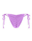 Lilac ruched tie-side bikini bottom with V cut – retro style swimwear